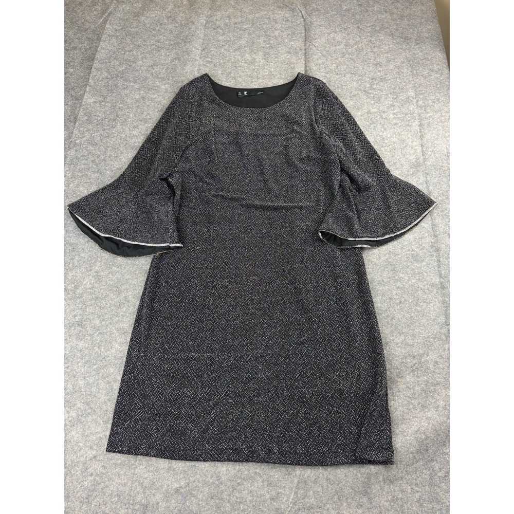 LESLIE FAY Womens 14 Dress Flounce Knee Length‎ Shimmer Sweater Secretary Classy